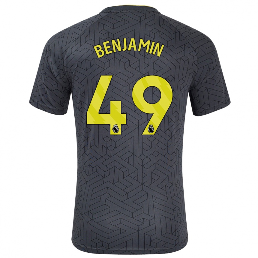 Kids Football Omari Benjamin #49 Black Yellow Away Jersey 2024/25 T-Shirt Australia