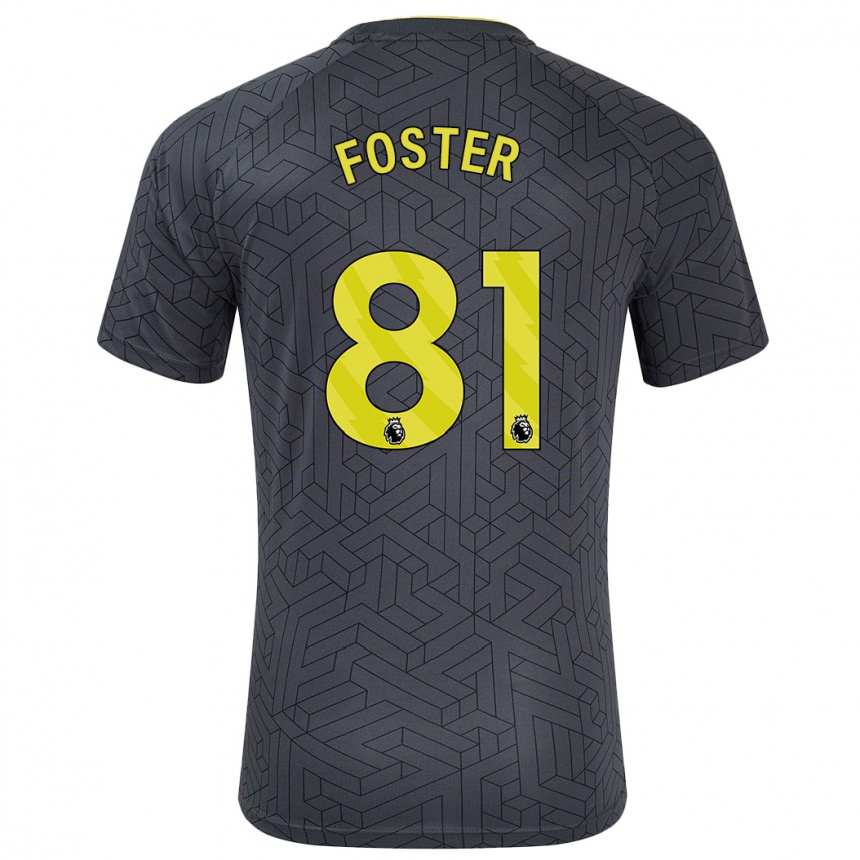 Kids Football Harvey Foster #81 Black Yellow Away Jersey 2024/25 T-Shirt Australia