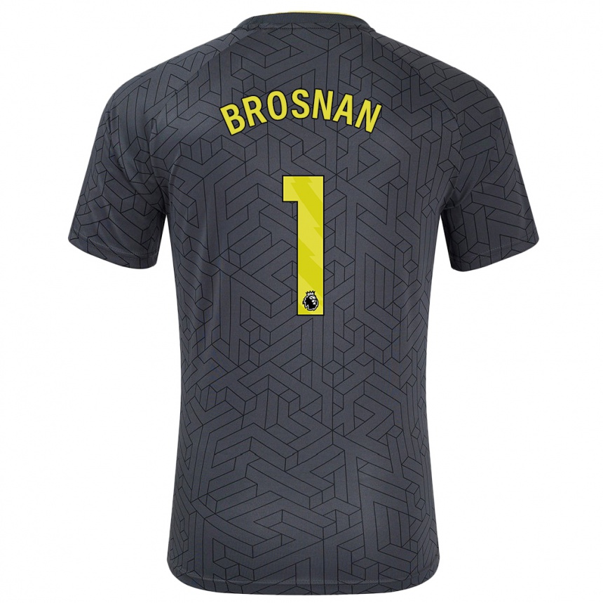 Kids Football Courtney Brosnan #1 Black Yellow Away Jersey 2024/25 T-Shirt Australia