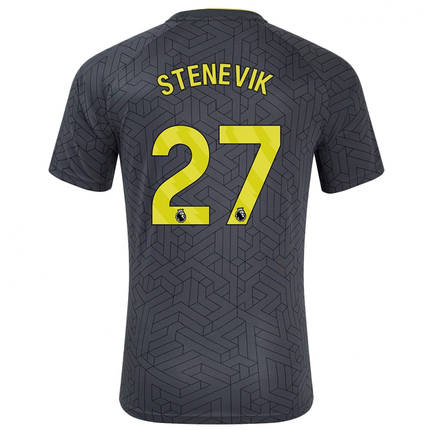 Kids Football Elise Stenevik #27 Black Yellow Away Jersey 2024/25 T-Shirt Australia