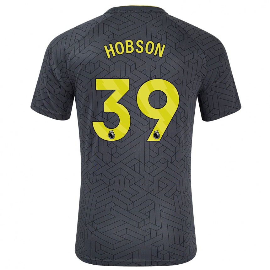 Kids Football Issy Hobson #39 Black Yellow Away Jersey 2024/25 T-Shirt Australia