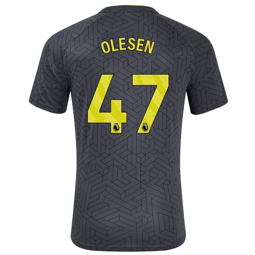 Kids Football Karoline Olesen #47 Black Yellow Away Jersey 2024/25 T-Shirt Australia