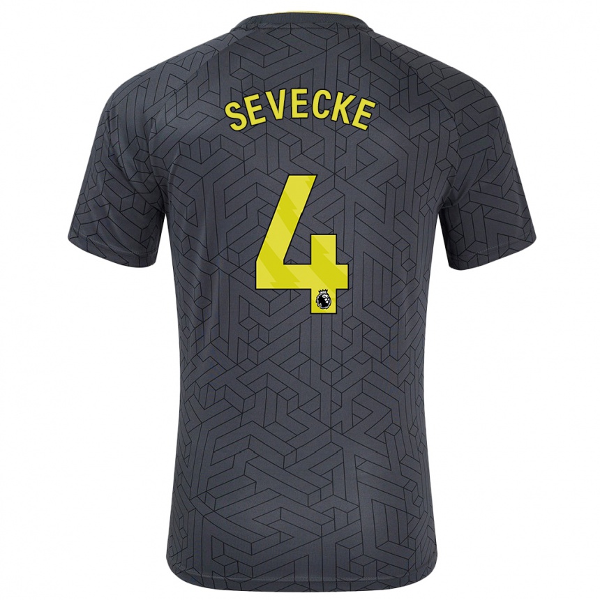 Kids Football Rikke Sevecke #4 Black Yellow Away Jersey 2024/25 T-Shirt Australia