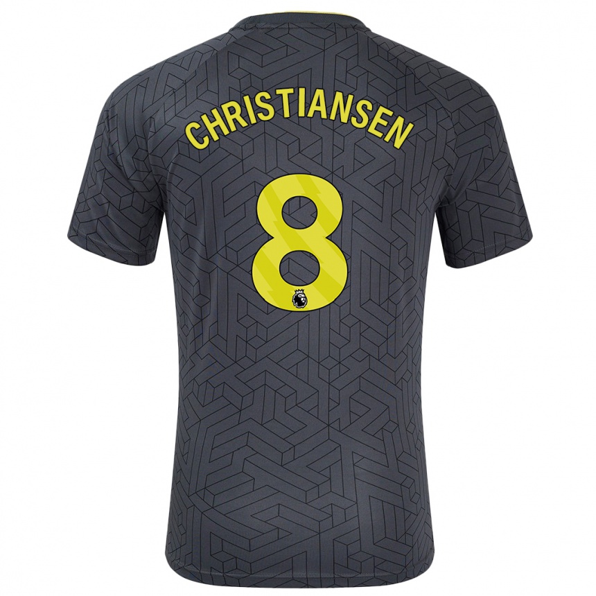 Kids Football Izzy Christiansen #8 Black Yellow Away Jersey 2024/25 T-Shirt Australia