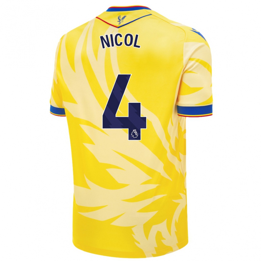 Kids Football Leigh Nicol #4 Yellow Away Jersey 2024/25 T-Shirt Australia