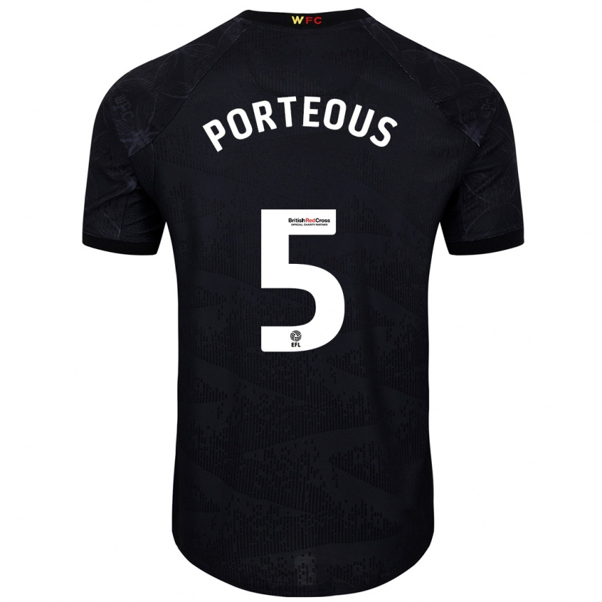 Kids Football Ryan Porteous #5 Black White Away Jersey 2024/25 T-Shirt Australia