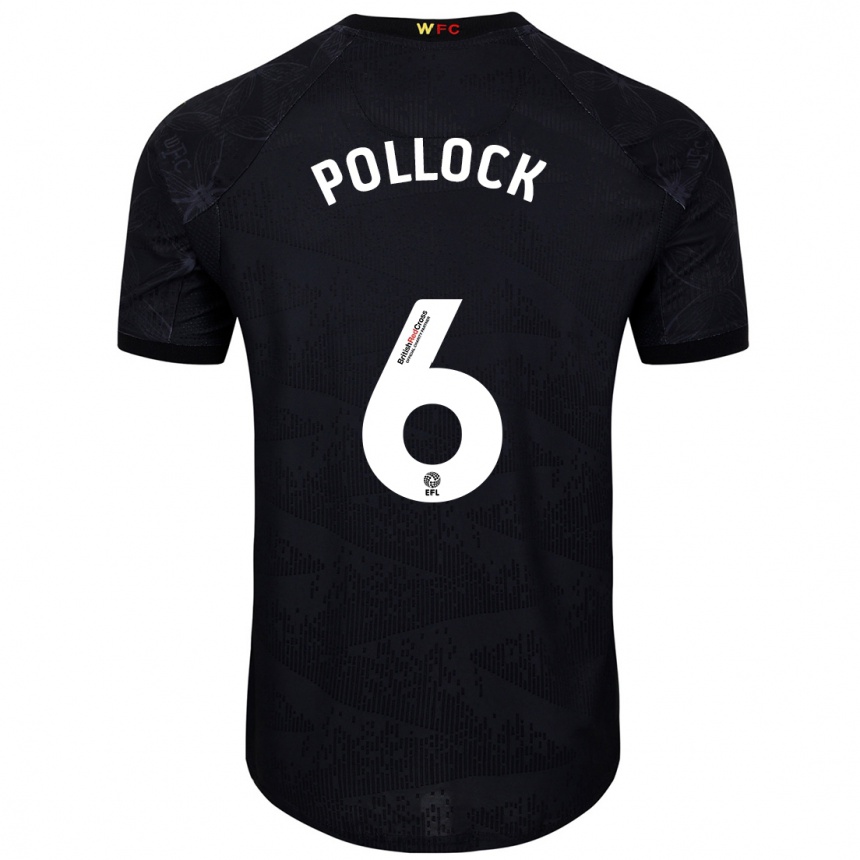 Kids Football Mattie Pollock #6 Black White Away Jersey 2024/25 T-Shirt Australia