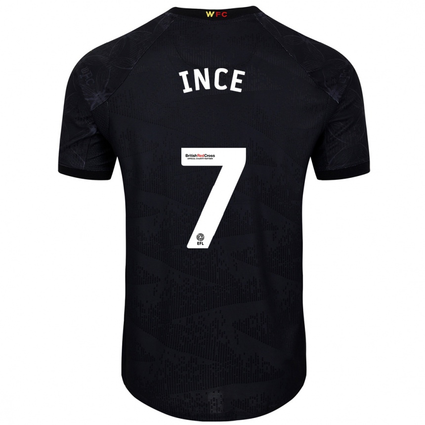 Kids Football Tom Ince #7 Black White Away Jersey 2024/25 T-Shirt Australia