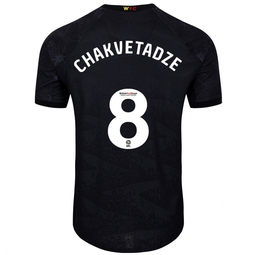 Kids Football Giorgi Chakvetadze #8 Black White Away Jersey 2024/25 T-Shirt Australia