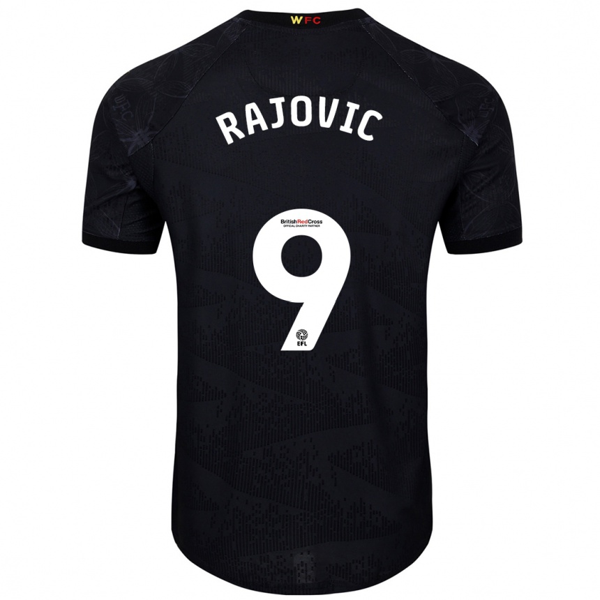 Kids Football Mileta Rajovic #9 Black White Away Jersey 2024/25 T-Shirt Australia