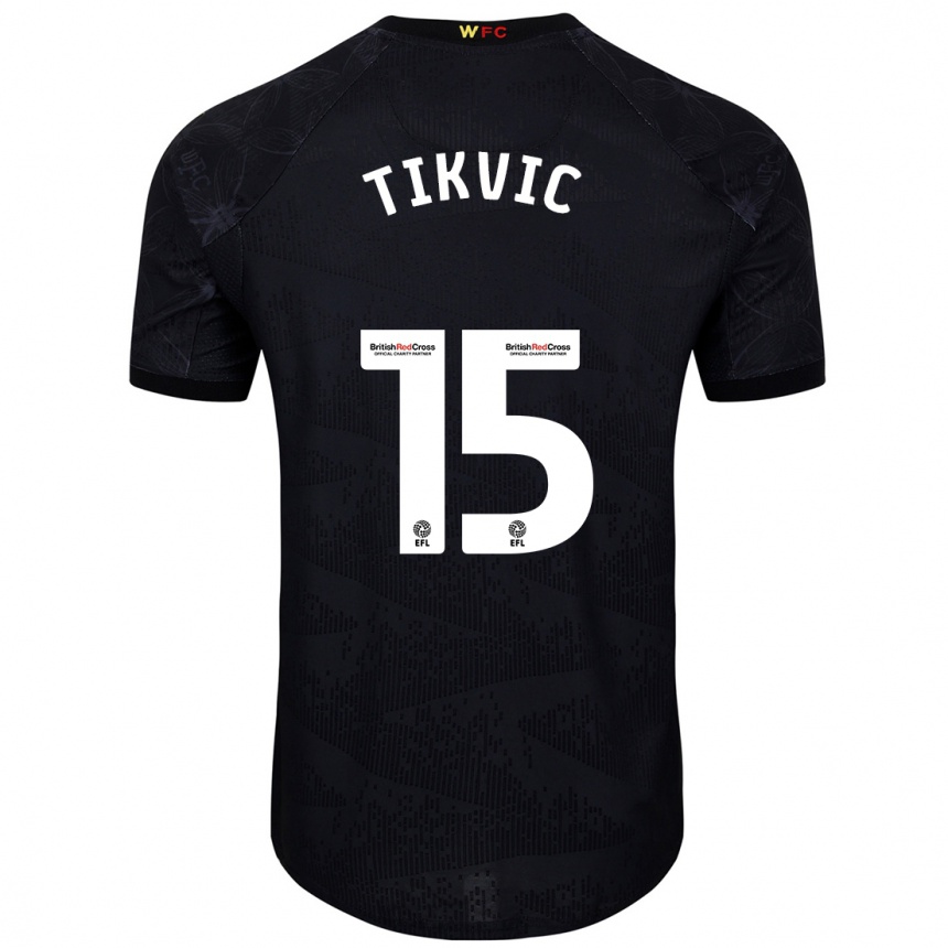 Kids Football Antonio Tikvic #15 Black White Away Jersey 2024/25 T-Shirt Australia