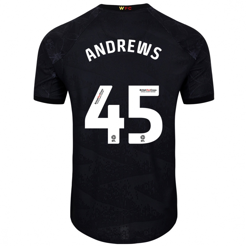 Kids Football Ryan Andrews #45 Black White Away Jersey 2024/25 T-Shirt Australia