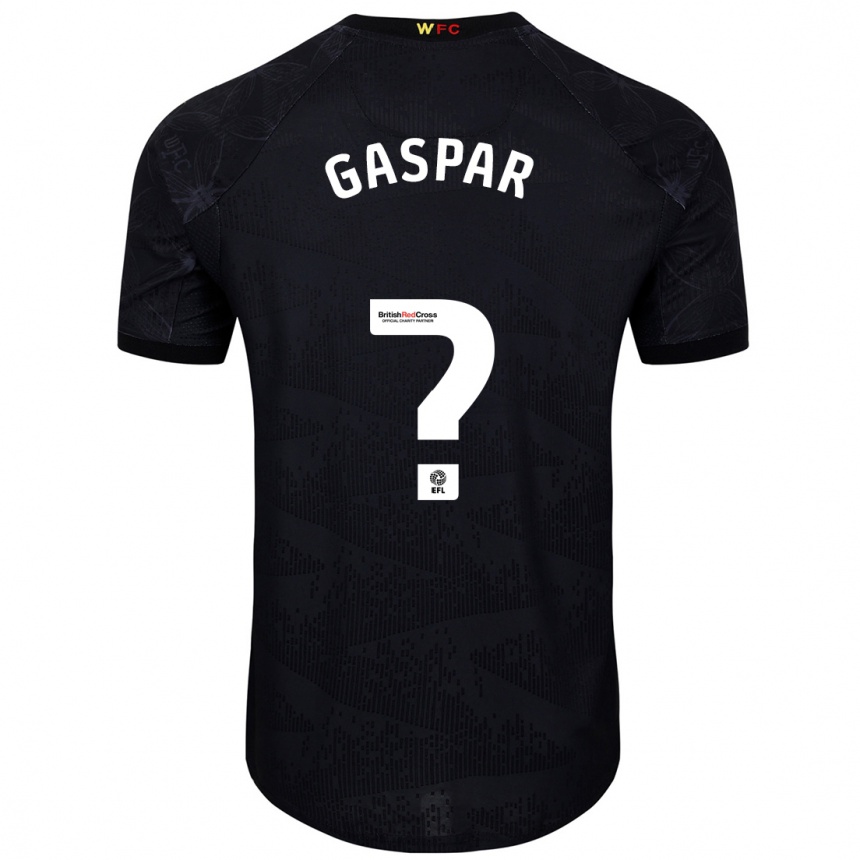 Kids Football Luigi Gaspar #0 Black White Away Jersey 2024/25 T-Shirt Australia