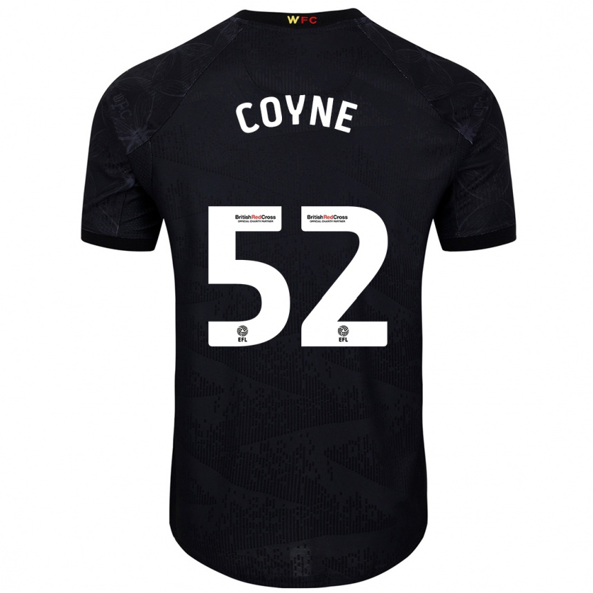 Kids Football Aidan Coyne #52 Black White Away Jersey 2024/25 T-Shirt Australia