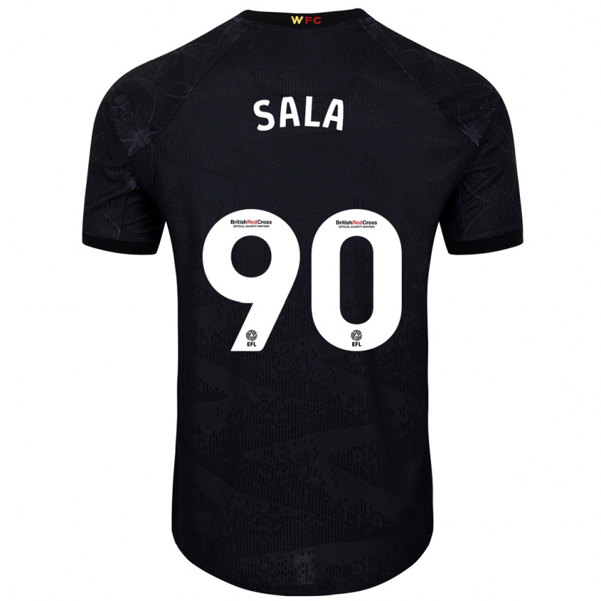 Kids Football Joel Sala #90 Black White Away Jersey 2024/25 T-Shirt Australia