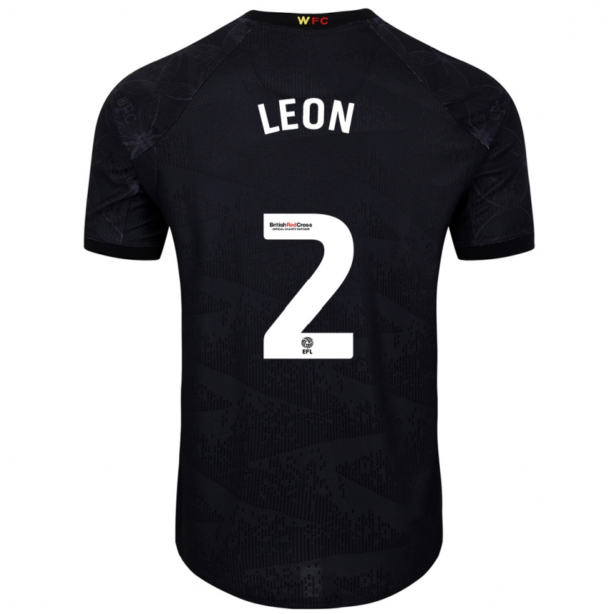 Kids Football Lucía León #2 Black White Away Jersey 2024/25 T-Shirt Australia