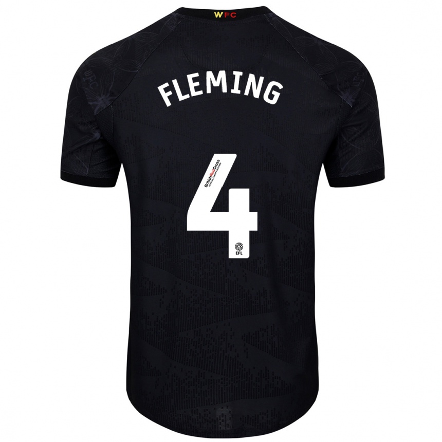 Kids Football Charlotte Fleming #4 Black White Away Jersey 2024/25 T-Shirt Australia