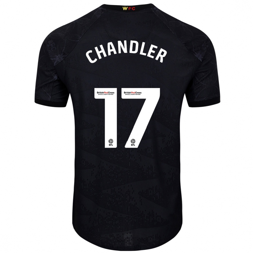 Kids Football Megan Chandler #17 Black White Away Jersey 2024/25 T-Shirt Australia