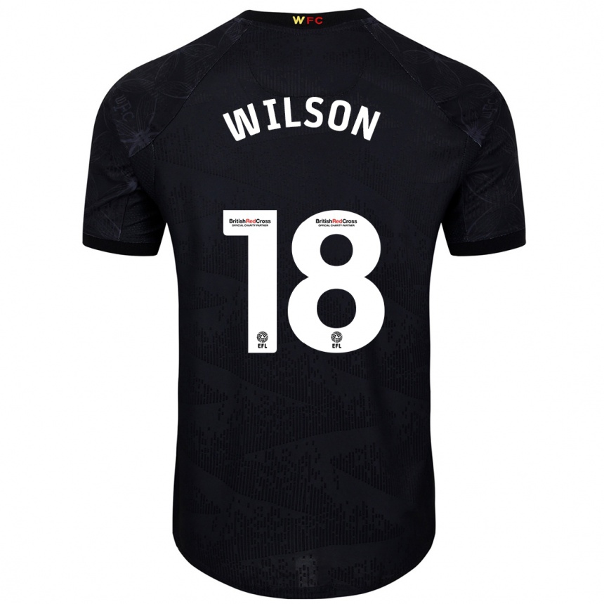 Kids Football Poppy Wilson #18 Black White Away Jersey 2024/25 T-Shirt Australia