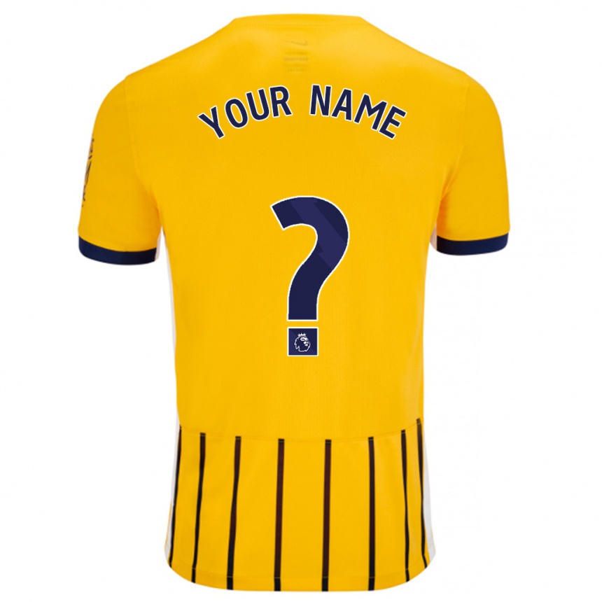 Kids Football Your Name #0 Gold Blue Pinstripes Away Jersey 2024/25 T-Shirt Australia