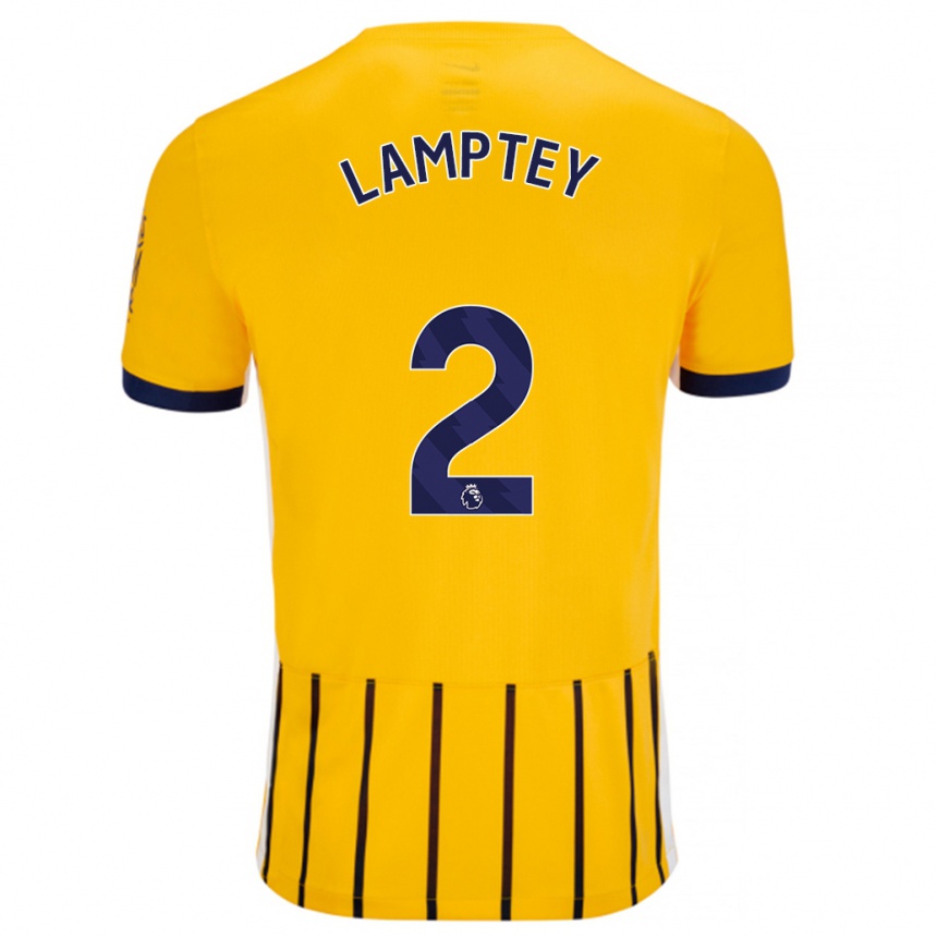 Kids Football Tariq Lamptey #2 Gold Blue Pinstripes Away Jersey 2024/25 T-Shirt Australia