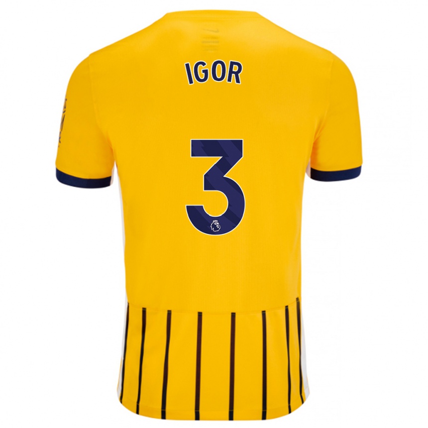 Kids Football Igor #3 Gold Blue Pinstripes Away Jersey 2024/25 T-Shirt Australia