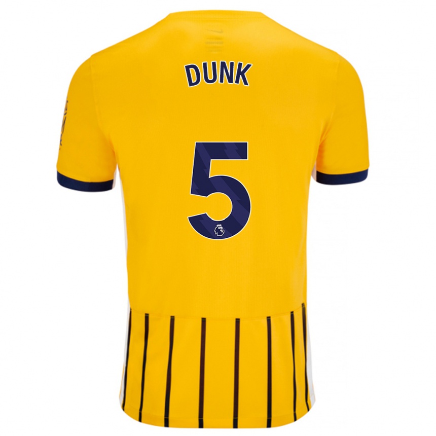 Kids Football Lewis Dunk #5 Gold Blue Pinstripes Away Jersey 2024/25 T-Shirt Australia