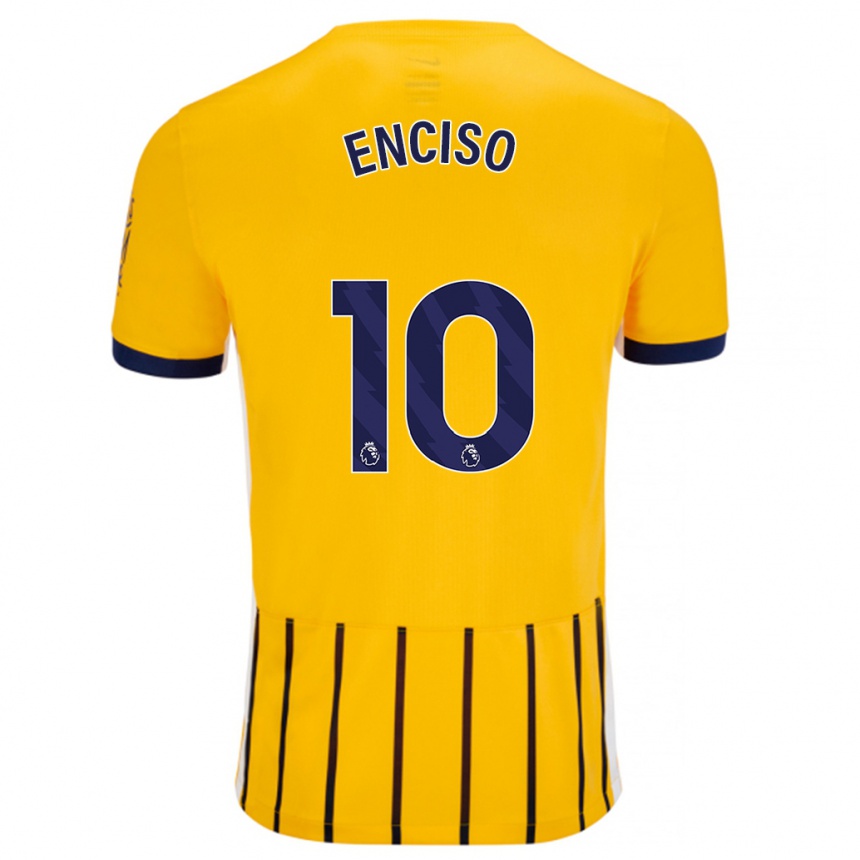 Kids Football Julio Enciso #10 Gold Blue Pinstripes Away Jersey 2024/25 T-Shirt Australia