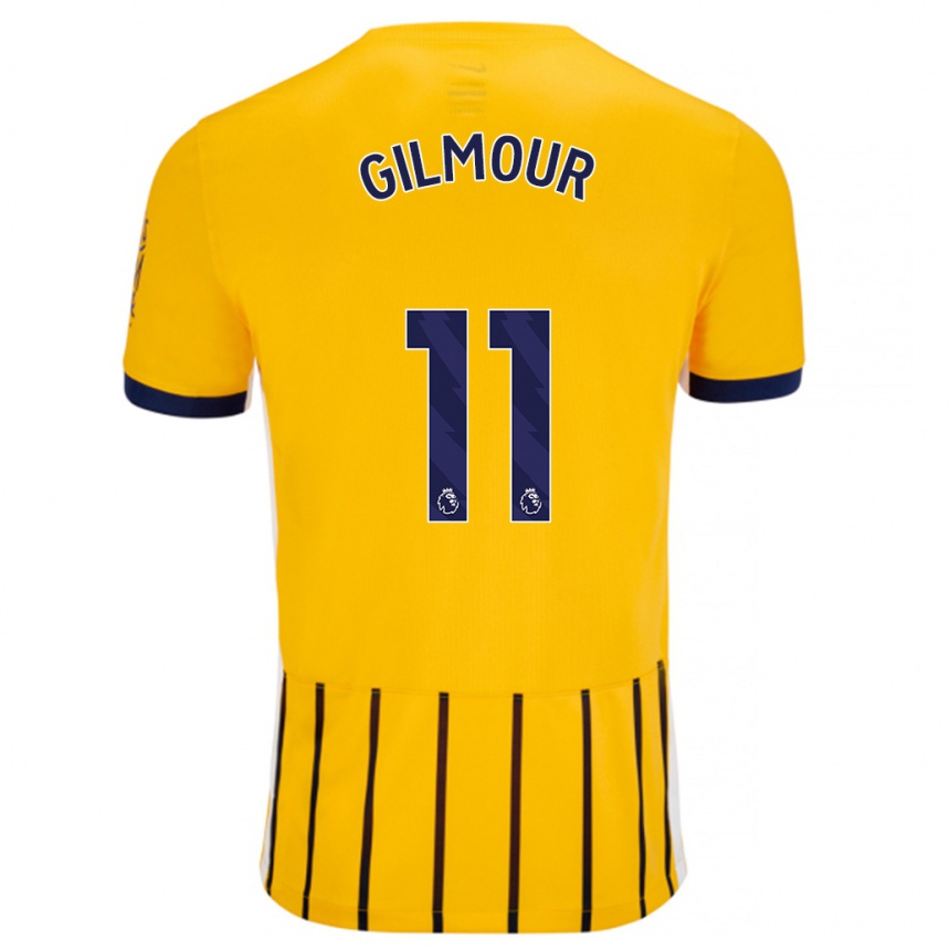 Kids Football Billy Gilmour #11 Gold Blue Pinstripes Away Jersey 2024/25 T-Shirt Australia