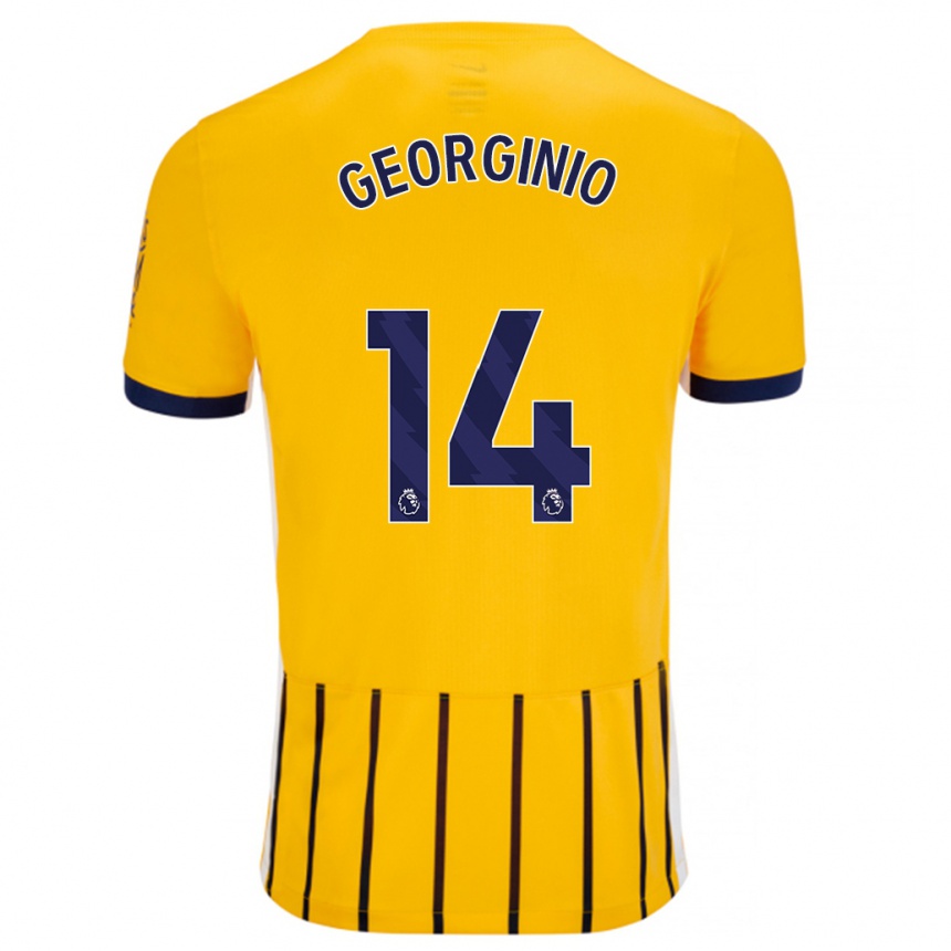 Kids Football Georginio Rutter #14 Gold Blue Pinstripes Away Jersey 2024/25 T-Shirt Australia