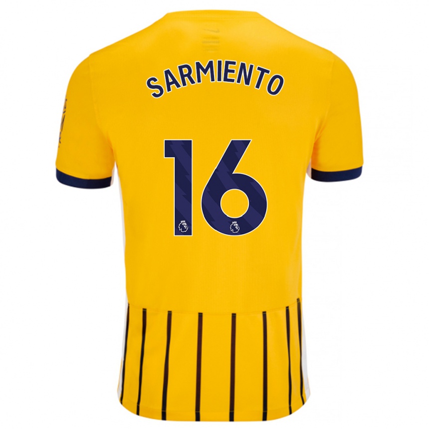 Kids Football Jeremy Sarmiento #16 Gold Blue Pinstripes Away Jersey 2024/25 T-Shirt Australia