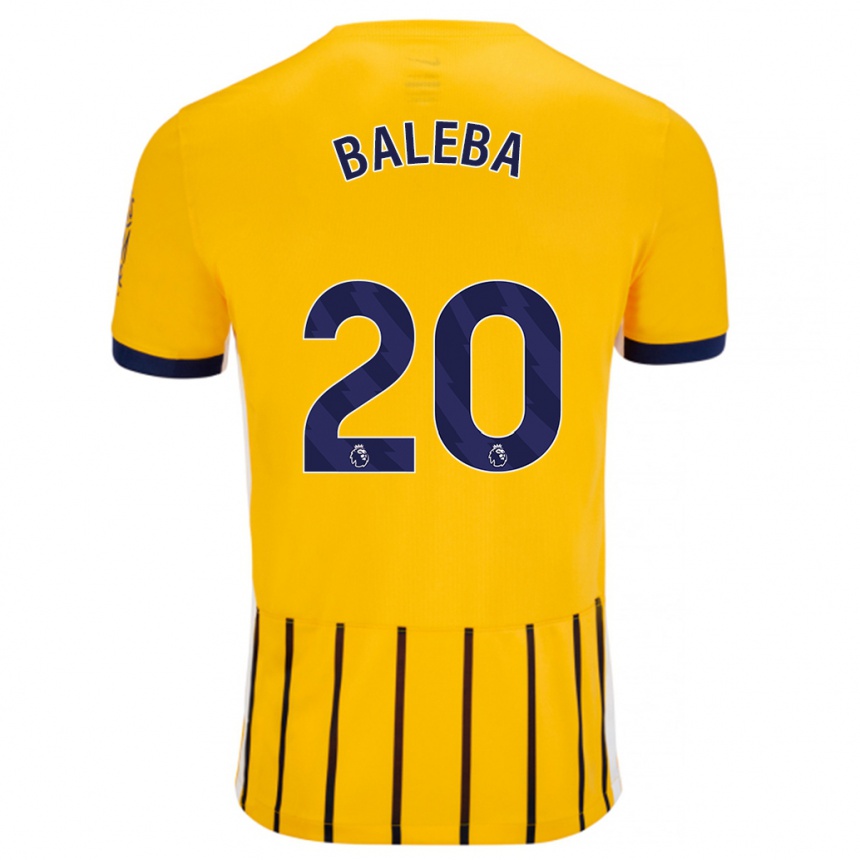 Kids Football Carlos Baleba #20 Gold Blue Pinstripes Away Jersey 2024/25 T-Shirt Australia