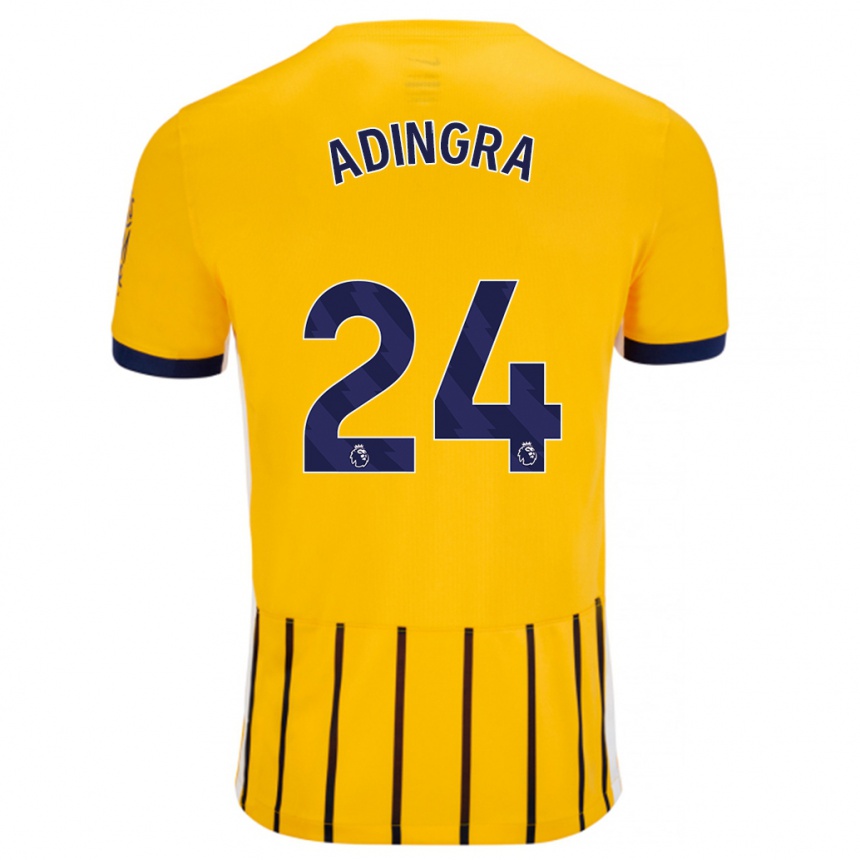 Kids Football Simon Adingra #24 Gold Blue Pinstripes Away Jersey 2024/25 T-Shirt Australia