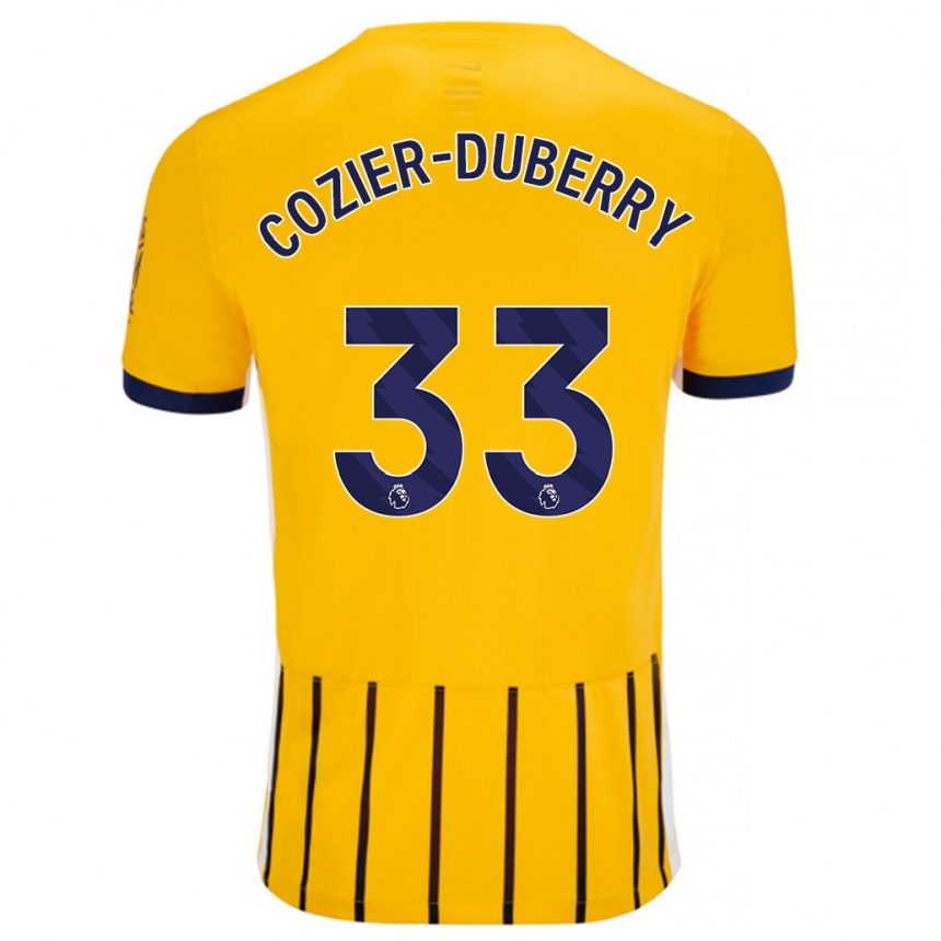 Kids Football Amario Cozier-Duberry #33 Gold Blue Pinstripes Away Jersey 2024/25 T-Shirt Australia