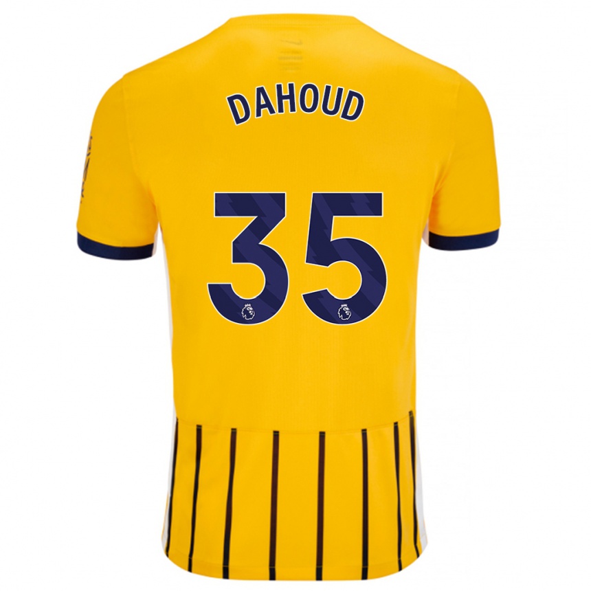 Kids Football Mahmoud Dahoud #35 Gold Blue Pinstripes Away Jersey 2024/25 T-Shirt Australia