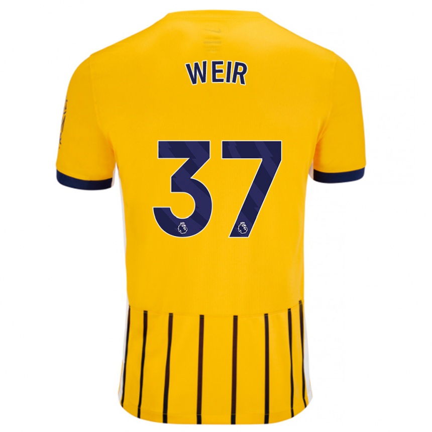 Kids Football Jensen Weir #37 Gold Blue Pinstripes Away Jersey 2024/25 T-Shirt Australia