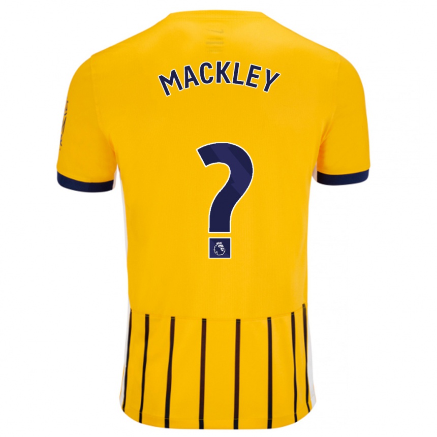 Kids Football Callum Mackley #0 Gold Blue Pinstripes Away Jersey 2024/25 T-Shirt Australia