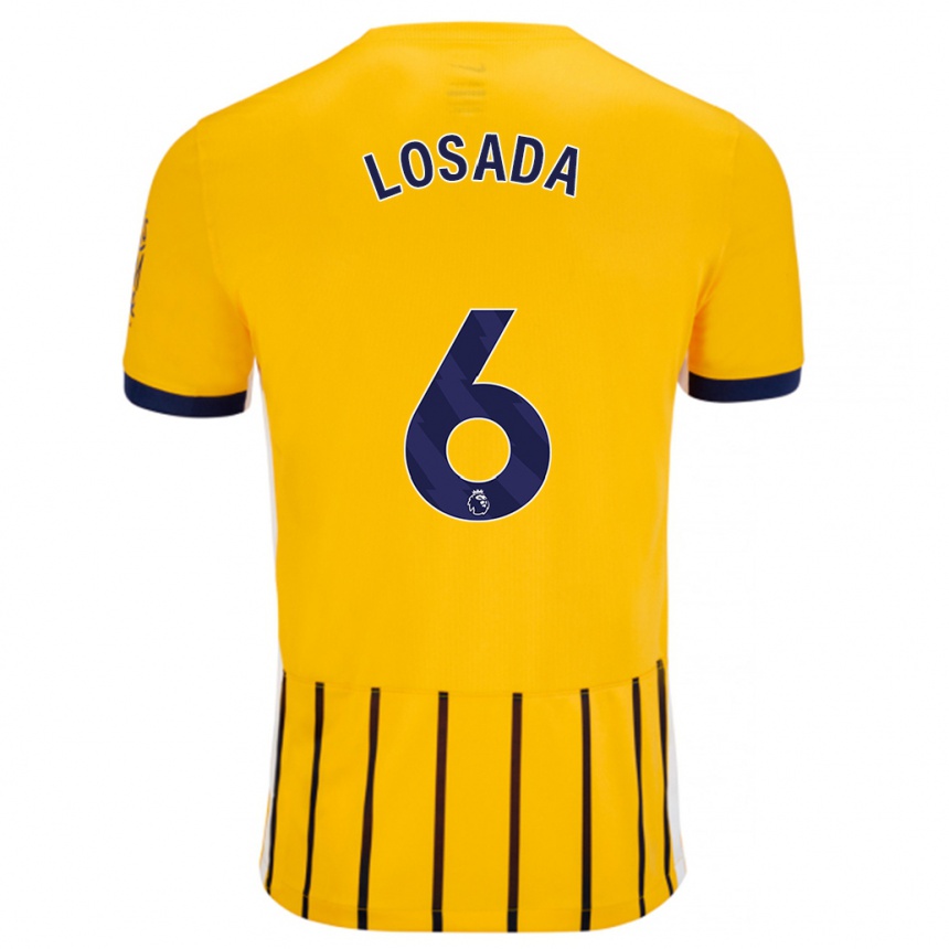 Kids Football Vicky Losada #6 Gold Blue Pinstripes Away Jersey 2024/25 T-Shirt Australia