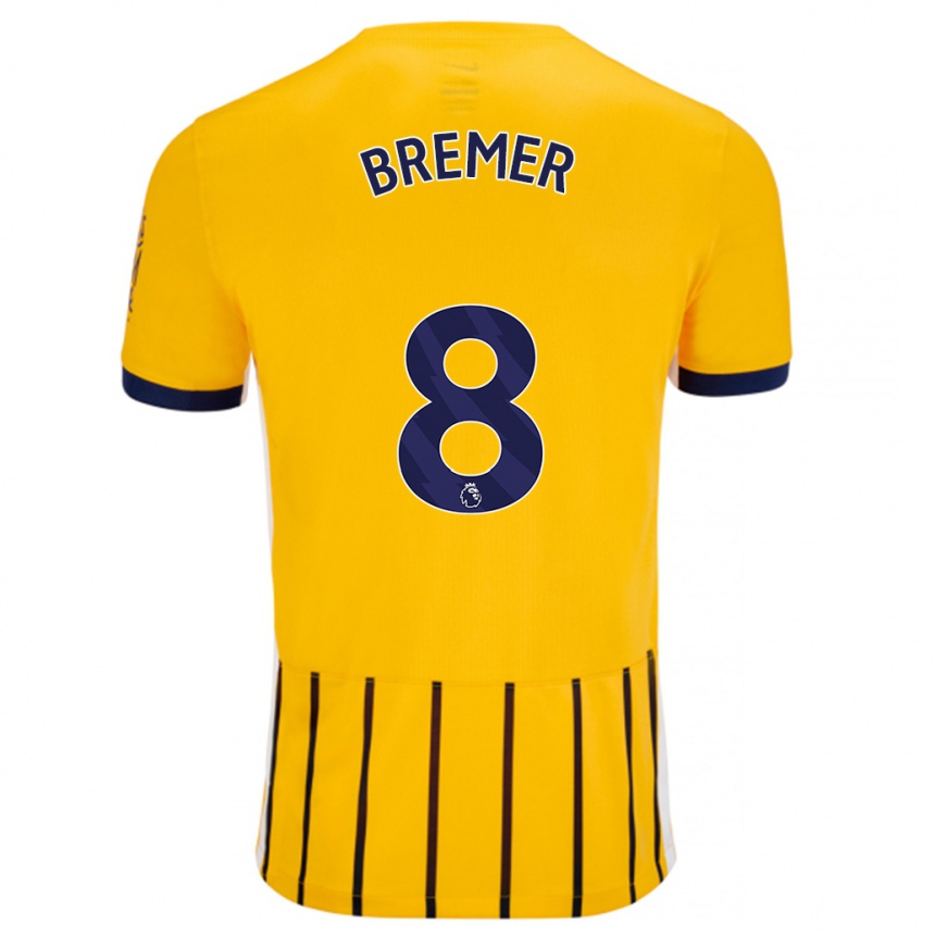 Kids Football Pauline Bremer #8 Gold Blue Pinstripes Away Jersey 2024/25 T-Shirt Australia