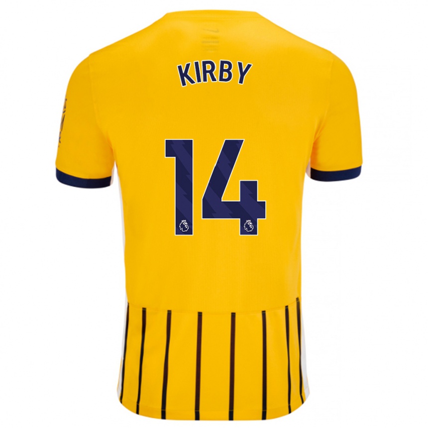 Kids Football Fran Kirby #14 Gold Blue Pinstripes Away Jersey 2024/25 T-Shirt Australia