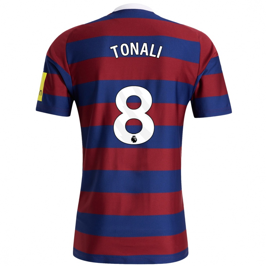 Kids Football Sandro Tonali #8 Burgundy Navy Blue Away Jersey 2024/25 T-Shirt Australia