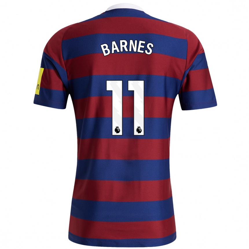 Kids Football Harvey Barnes #11 Burgundy Navy Blue Away Jersey 2024/25 T-Shirt Australia