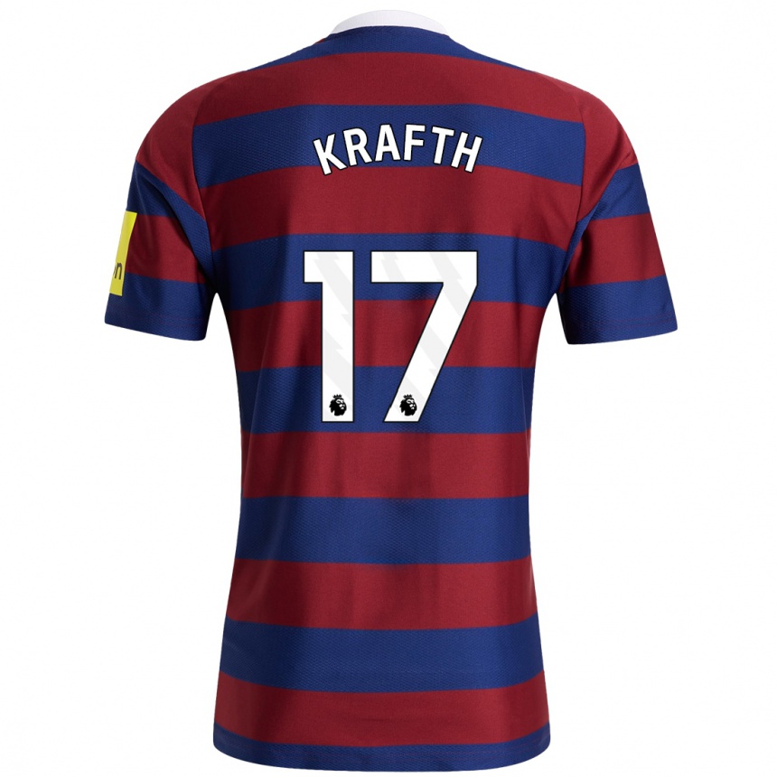 Kids Football Emil Krafth #17 Burgundy Navy Blue Away Jersey 2024/25 T-Shirt Australia