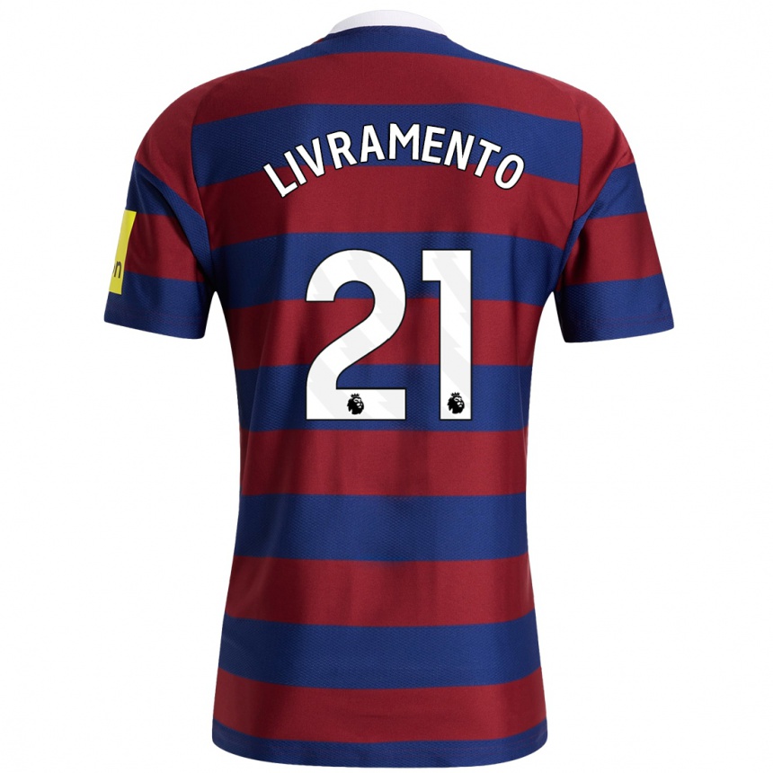 Kids Football Tino Livramento #21 Burgundy Navy Blue Away Jersey 2024/25 T-Shirt Australia