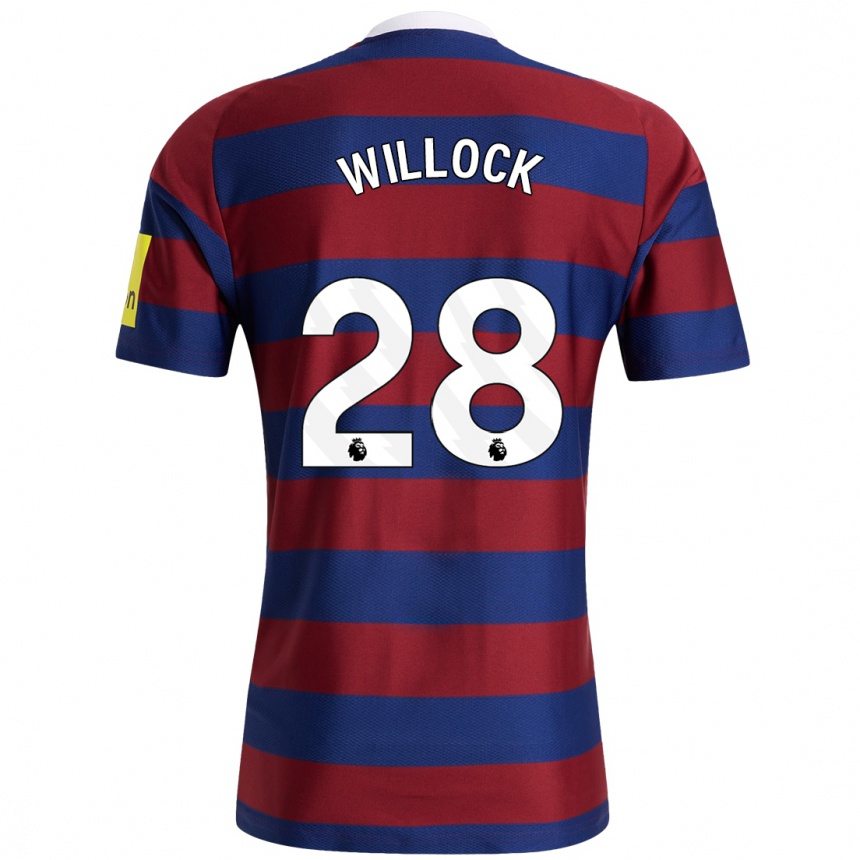 Kids Football Joe Willock #28 Burgundy Navy Blue Away Jersey 2024/25 T-Shirt Australia