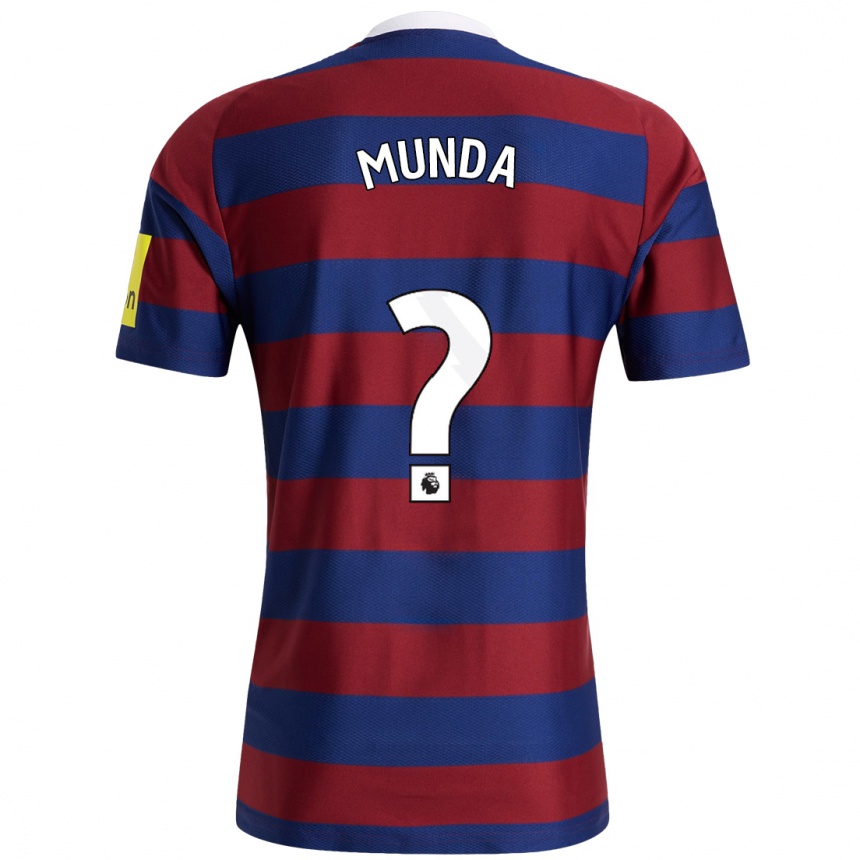 Kids Football Anthony Munda #0 Burgundy Navy Blue Away Jersey 2024/25 T-Shirt Australia