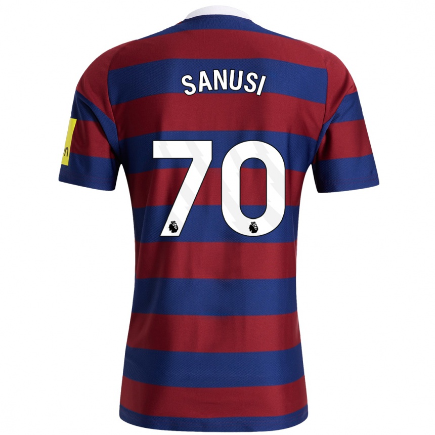 Kids Football Trevan Sanusi #70 Burgundy Navy Blue Away Jersey 2024/25 T-Shirt Australia