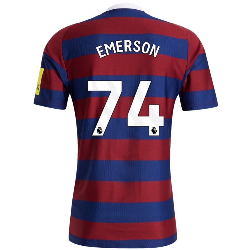 Kids Football Johnny Emerson #74 Burgundy Navy Blue Away Jersey 2024/25 T-Shirt Australia