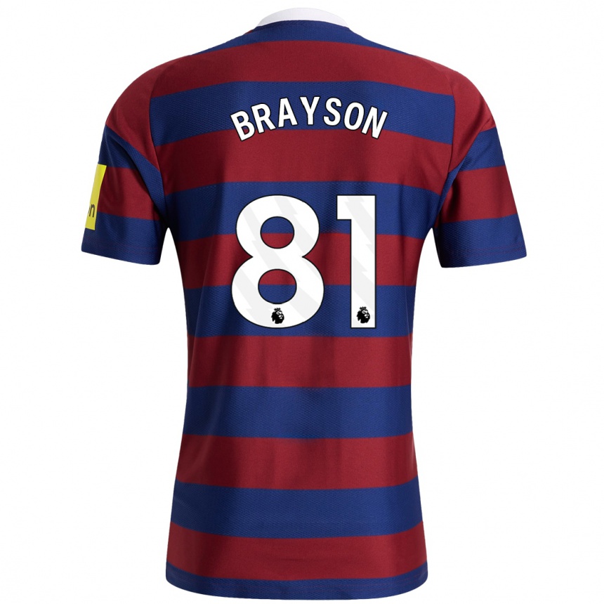 Kids Football Joe Brayson #81 Burgundy Navy Blue Away Jersey 2024/25 T-Shirt Australia