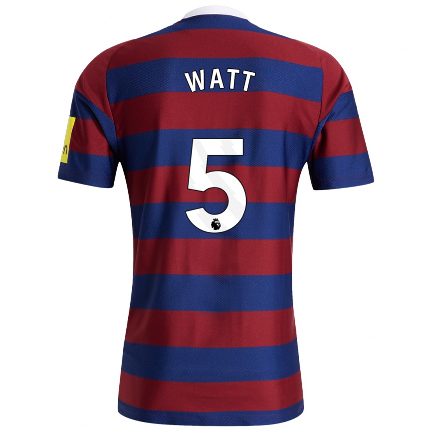 Kids Football Olivia Watt #5 Burgundy Navy Blue Away Jersey 2024/25 T-Shirt Australia